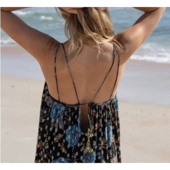 Natural Life Alice Maxi Dress Sleeveless Boho Tassels Black Blue Sz Large NWT - Picture 5 of 14